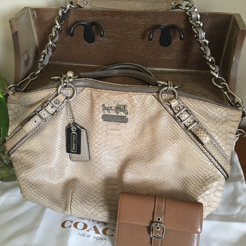 COACH 16346 Madison Sophia Beige Leather Satchel